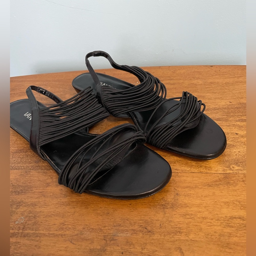 Van Eli Black Strappy Sandals Size 10W